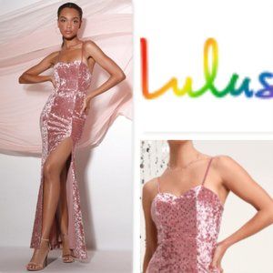 NWT Simply Elegant Blush Pink Sequin Velvet Maxi Dress